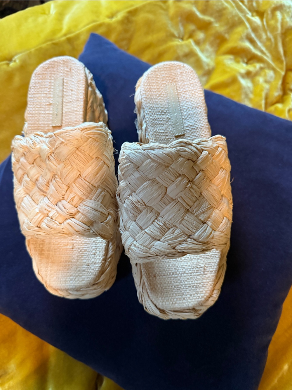 Loeffler Randel Woven Slide Sandals - Beige Women’s Summer Shoes NWOT